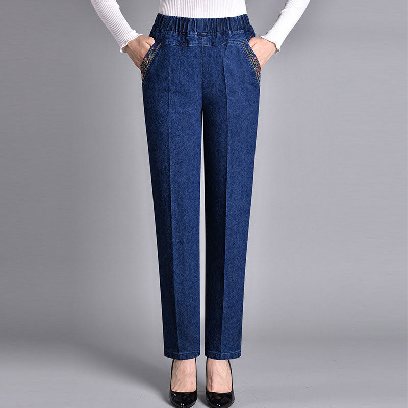 👖🔥【50-90kg】2025 Női Lezser Egyenes Rugalmas Farmernadrág