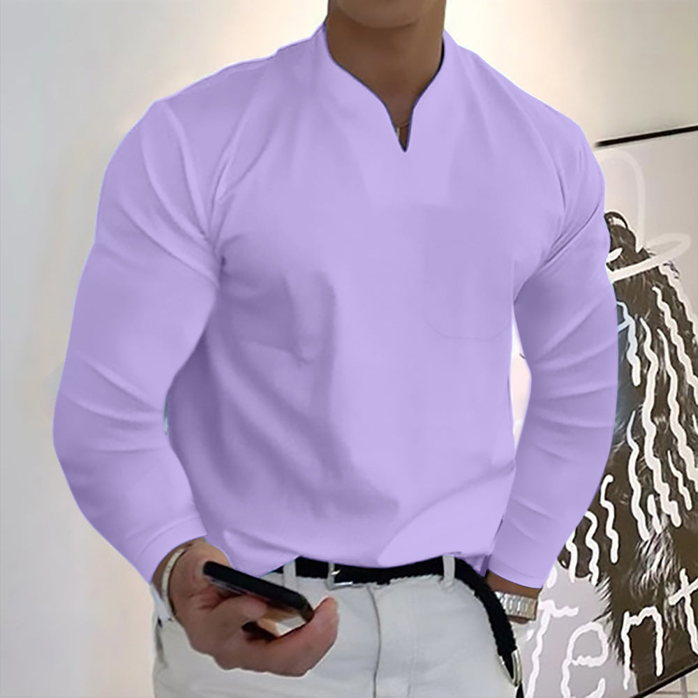 🔥【S-5XL】Divatos férfi V-nyakú sztreccs pamutpóló