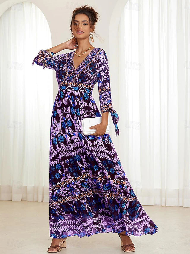 💟【S-5XL】👗2025-es új szexi V-nyakú, elegáns nyomott ruha