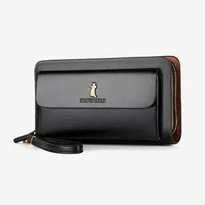 👜Férfi bőr dupla cipzáras clutch táska