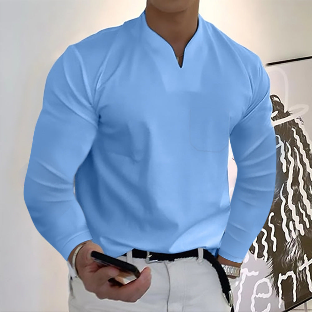 🔥【S-5XL】Divatos férfi V-nyakú sztreccs pamutpóló