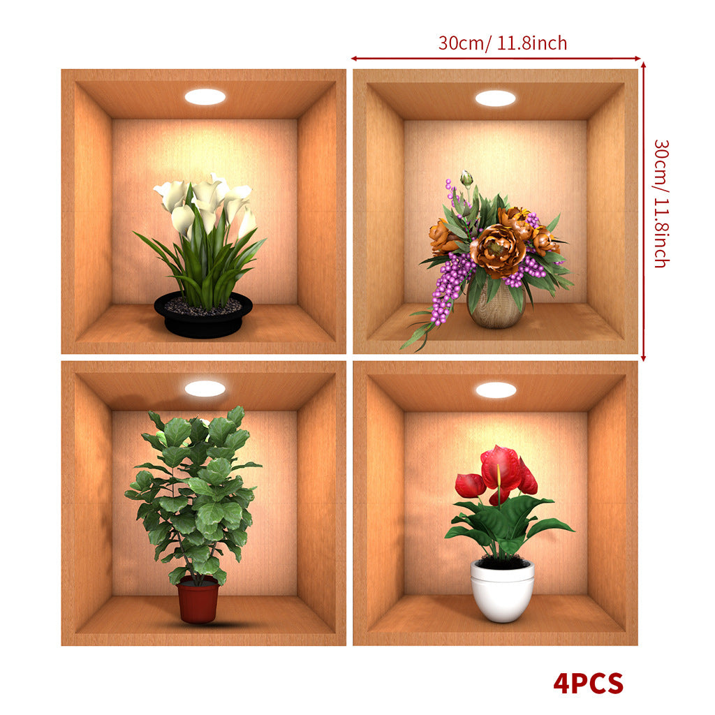 【4 darab】💐3D hatású cserepes növény matricák