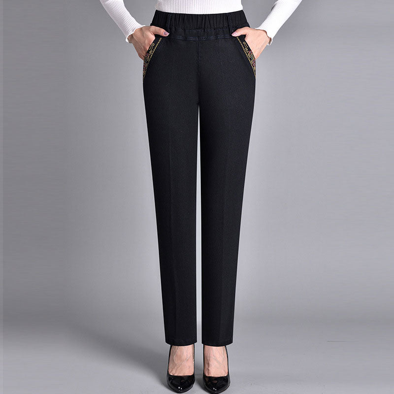 👖🔥【50-90kg】2025 Női Lezser Egyenes Rugalmas Farmernadrág