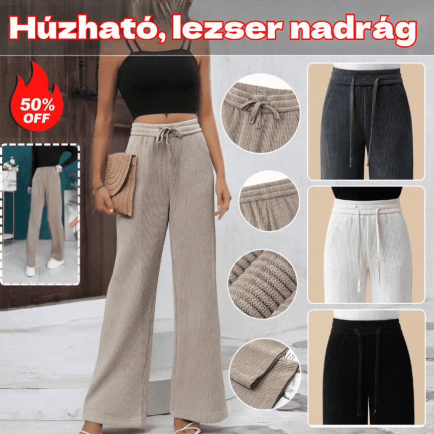 【M-3XL】Új bársony lezser bő szárú nadrág, nagyon kényelmes viselet.