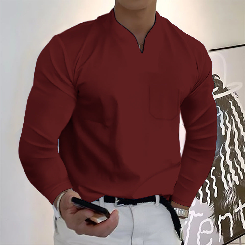 🔥【S-5XL】Divatos férfi V-nyakú sztreccs pamutpóló