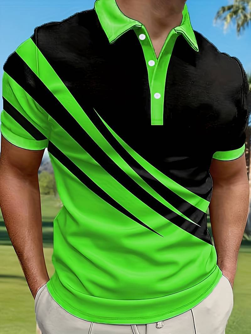 👔【S-6XL】Férfi új nyári csíkos 3D-nyomtatott póló
