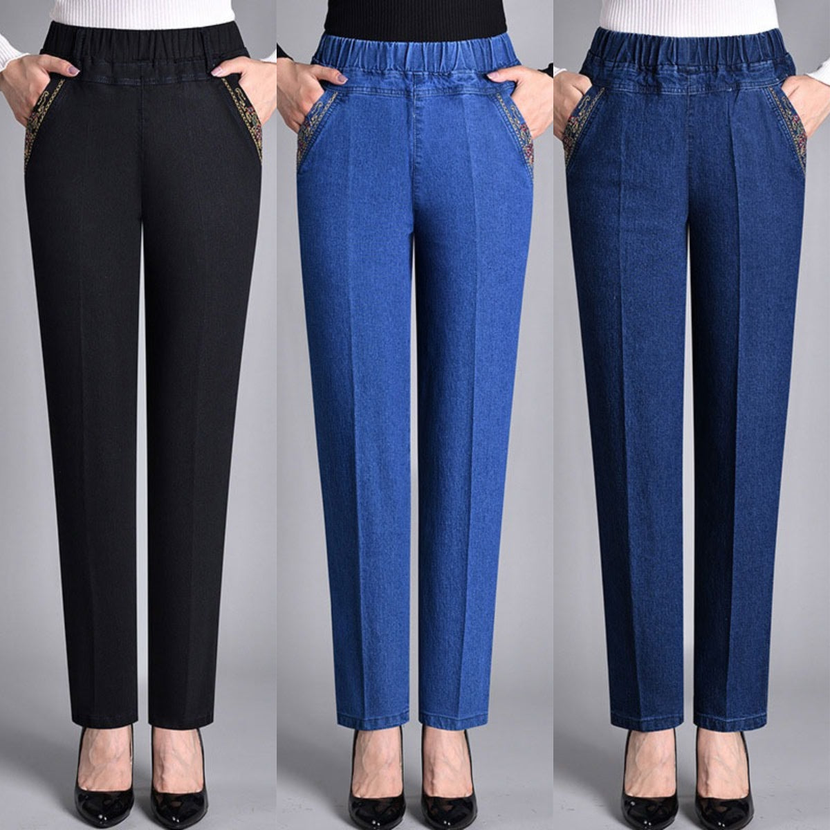 👖🔥【50-90kg】2025 Női Lezser Egyenes Rugalmas Farmernadrág