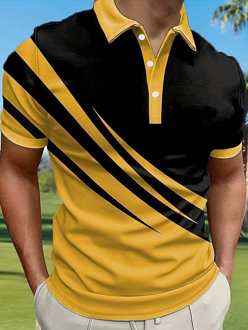 👔【S-6XL】Férfi új nyári csíkos 3D-nyomtatott póló