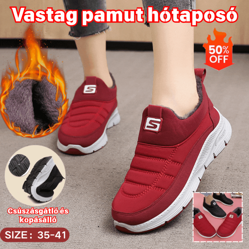 【35-40】Vízálló, csúszásmentes, vastagított pamutcipők, hótaposók, hótaposók