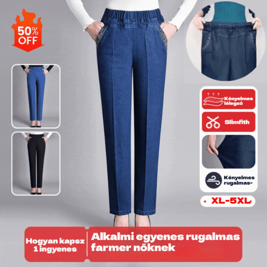 👖🔥【50-90kg】2025 Női Lezser Egyenes Rugalmas Farmernadrág