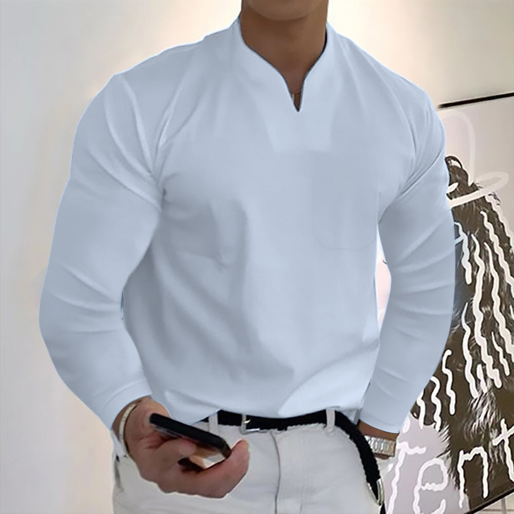 🔥【S-5XL】Divatos férfi V-nyakú sztreccs pamutpóló