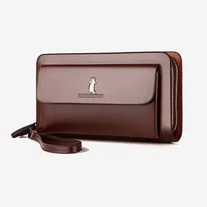 👜Férfi bőr dupla cipzáras clutch táska