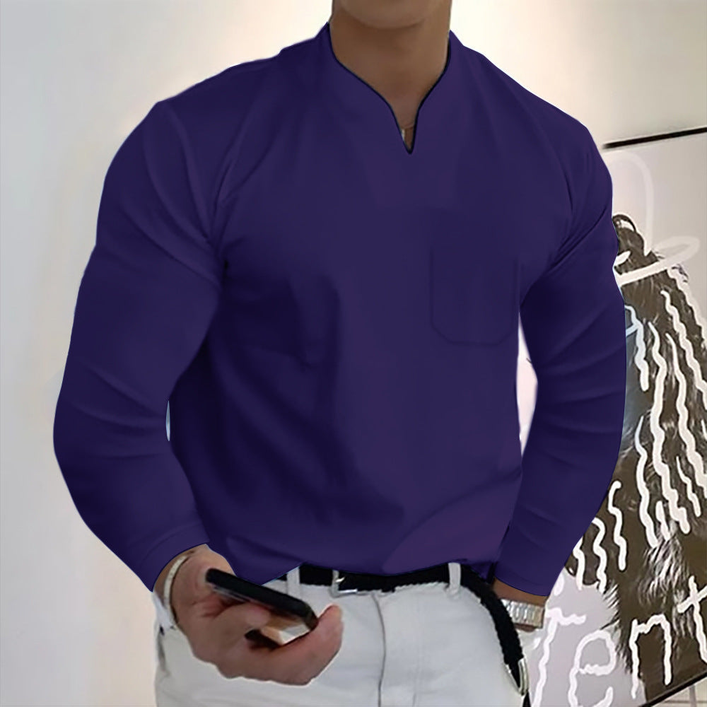 🔥【S-5XL】Divatos férfi V-nyakú sztreccs pamutpóló
