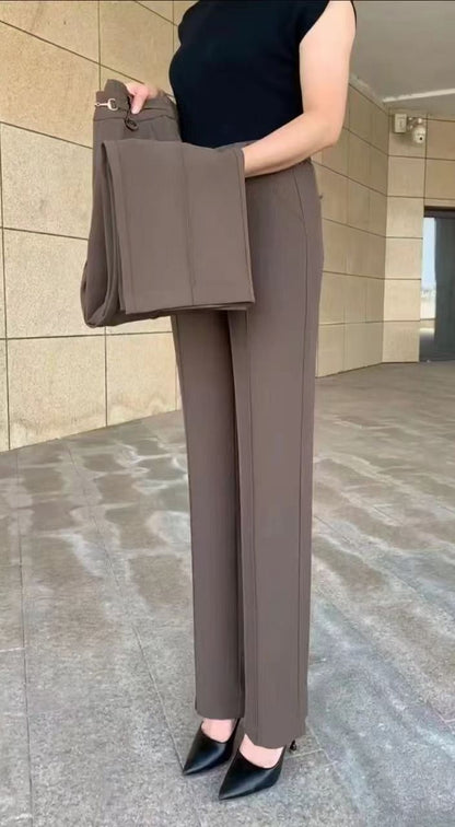 🔥【M-4XL】👖🎁Új, kiváló minőségű egyenes szabású nadrág, nyári szabadidős nadrág, egyszerű, magas derekú skinny nadrág