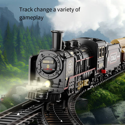 🚂【1 mozdony + 5 vagon + 19 vágány】🔥Elektromos retro gőzvonat szimulációs vonat
