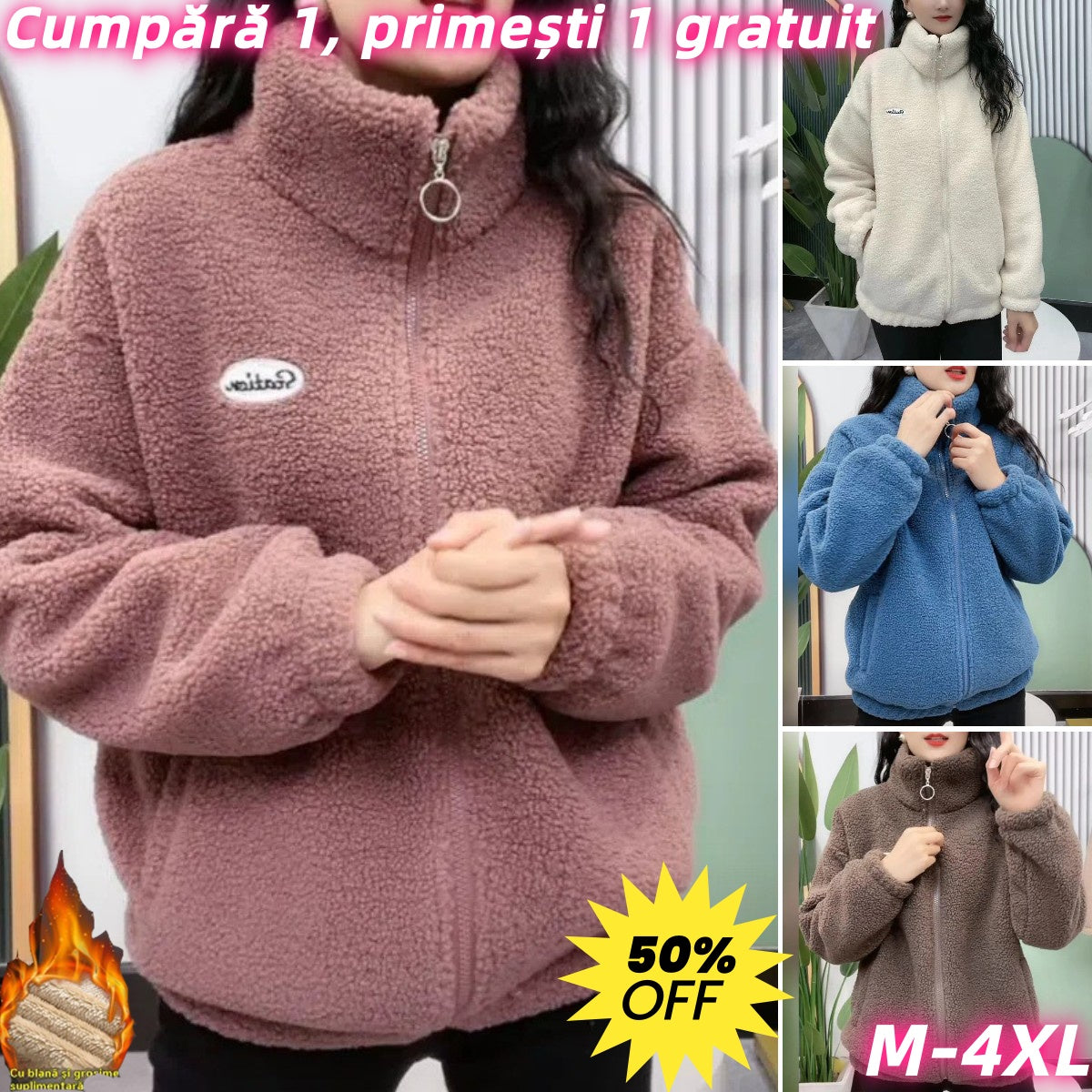 🔥【M-4XL】🐏 Téli polár ruházat, pamutkabát, vastag báránygyapjú kabát, meleg kabát