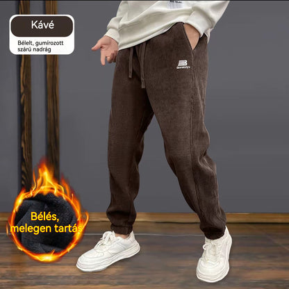 【M-5XL】Férfi meleg, lezser nadrág polár béléssel őszi/téli használatra
