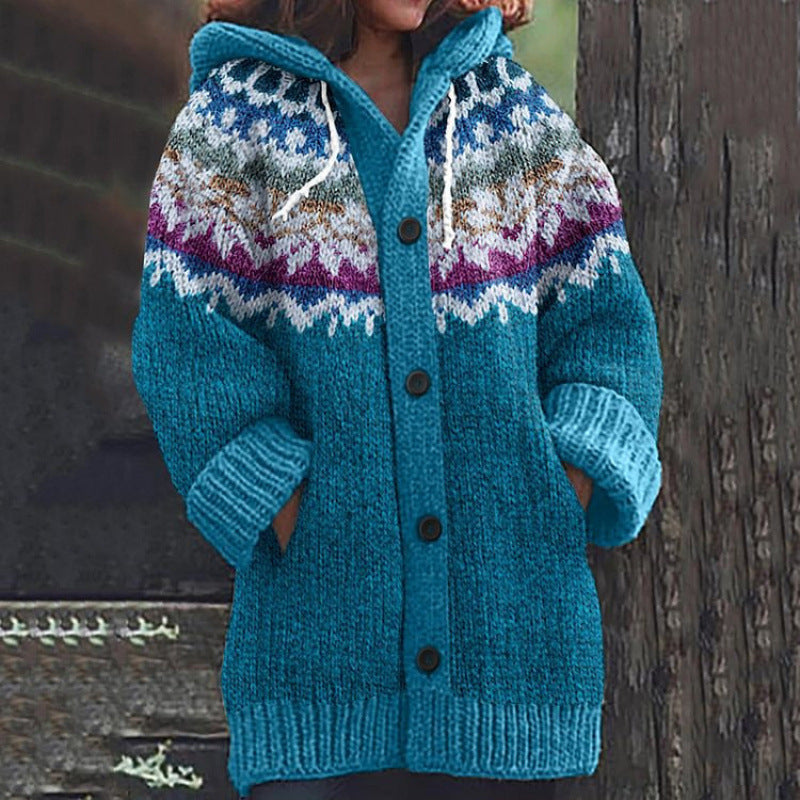 🔥【S~5XL】✨2025 Ősz/Tél Új Elegáns Színes retró Kapucnis Kabát