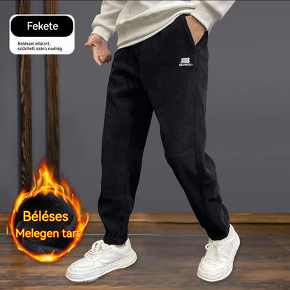 【M-5XL】Férfi meleg, lezser nadrág polár béléssel őszi/téli használatra