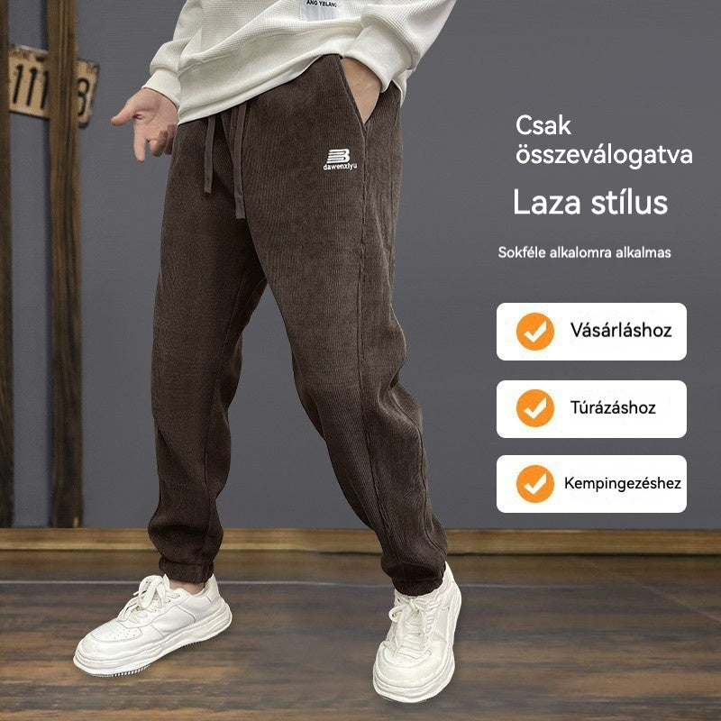 【M-5XL】Férfi meleg, lezser nadrág polár béléssel őszi/téli használatra