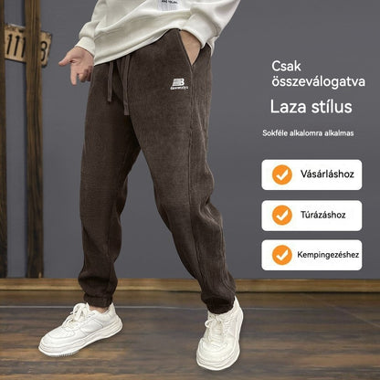 【M-5XL】Férfi meleg, lezser nadrág polár béléssel őszi/téli használatra