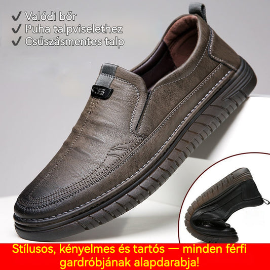 👞【Új őszi/téli stílus】Férfi bőrcipő puha talppal és csúszásgátló talppal, valódi bőrből