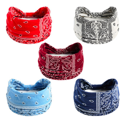 🔥【5 darab】Női Boho Paisley Knot fejpánt – széles, elasztikus fejpánt jógához, futáshoz és sporthoz – Divatos hajkiegészítők