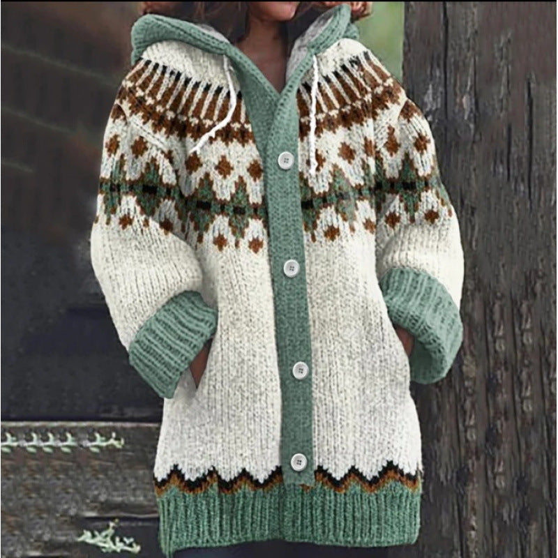 🔥【S~5XL】✨2025 Ősz/Tél Új Elegáns Színes retró Kapucnis Kabát