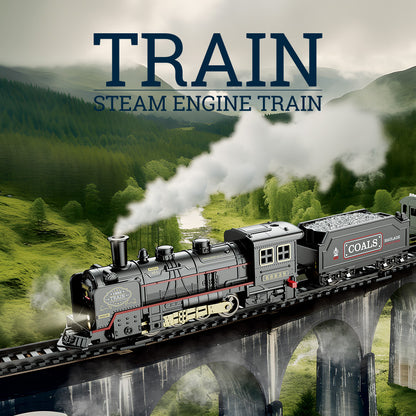 🚂【1 mozdony + 5 vagon + 19 vágány】🔥Elektromos retro gőzvonat szimulációs vonat
