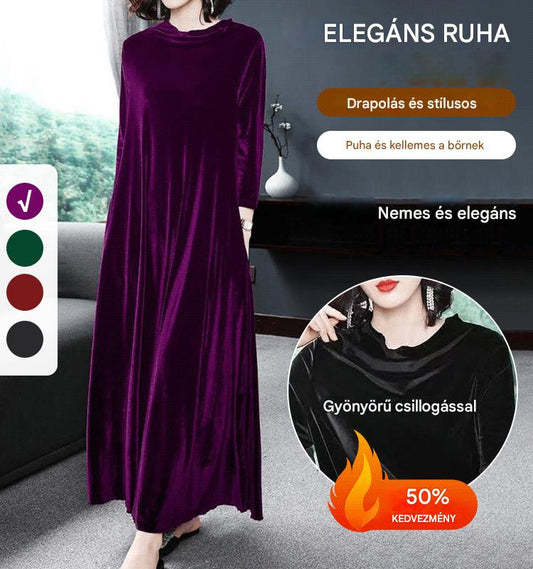 50% KEDVEZMÉNY 【M-4XL】Elegáns arany bársonyruha, belülről kifelé elegáns bájt sugároz!
