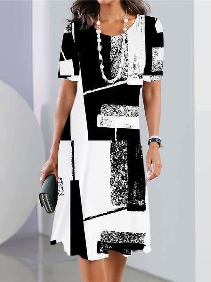 👗【XS-8XL】Női tavaszi-nyári vékony, kerek nyakú ruha