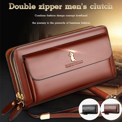 👜Férfi bőr dupla cipzáras clutch táska