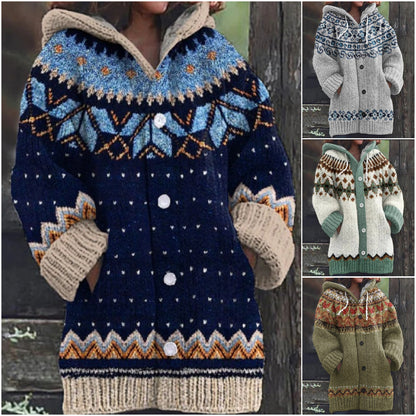 🔥【S~5XL】✨2025 Ősz/Tél Új Elegáns Színes retró Kapucnis Kabát