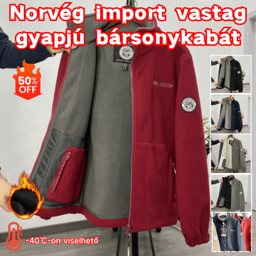 Férfi vastag gyapjú bársonykabát, plus size, meleg és kényelmes őszre és télre [40% kedvezmény]