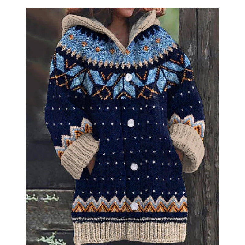 🔥【S~5XL】✨2025 Ősz/Tél Új Elegáns Színes retró Kapucnis Kabát