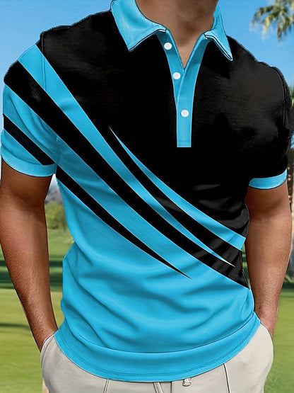 👔【S-6XL】Férfi új nyári csíkos 3D-nyomtatott póló
