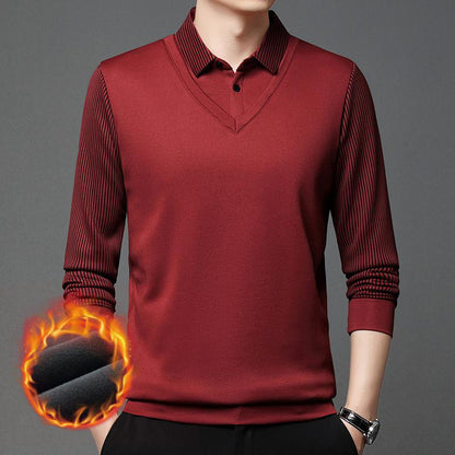 Év végi akció｜Férfi meleg, bélelt pulóver ál-kétrészes stílussal｜Divatos, kényelmes és melegen tart